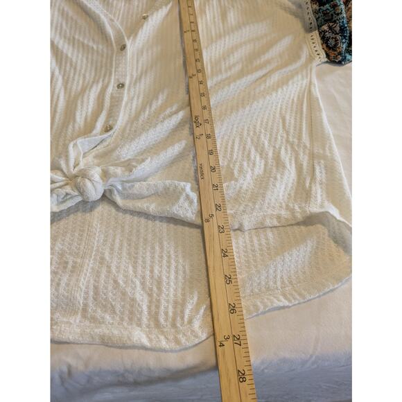 Entro‎ Top Womens Large Floral Sleeves Patchwork Entro Waffle Knit Long Sleeve - Picture 6 of 7